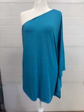 One-Shoulder Teal Tunic Top